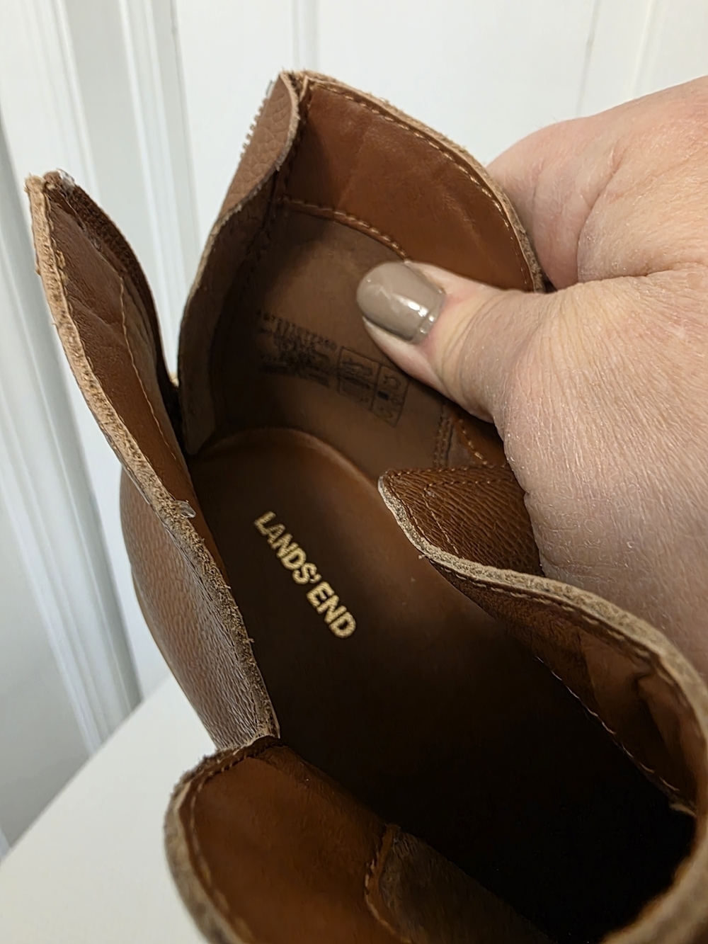 NWOB Lands' End Essential Zip Up Caramel In Color Leather Ankle Booties Size 8.5 - Picture 11 of 12